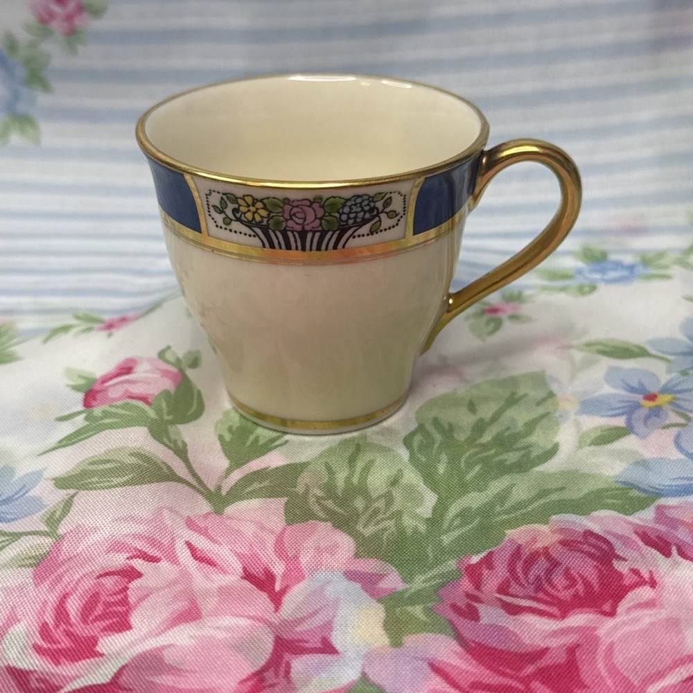 Lenox‎ for Tiffany & Co. Porcelain Tea Cup, Floral Band, Gold Trim, Vintage 2"